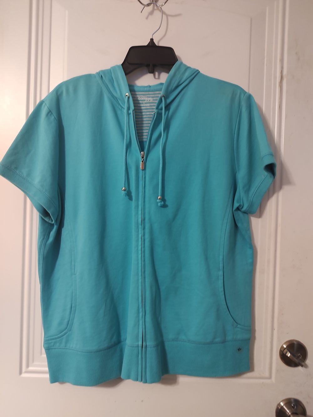 New York Company Women’s Short-Sleeve Zip Hoodie Jacket - Turquoise